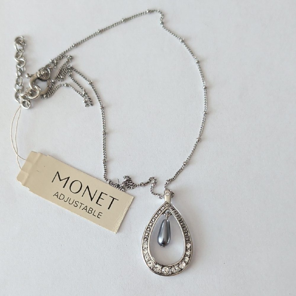 Monet Teardrop Necklace with Gray Gem